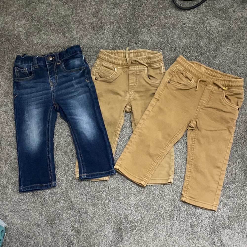 3 pair Cat & Jack denim & khaki pants  18 month